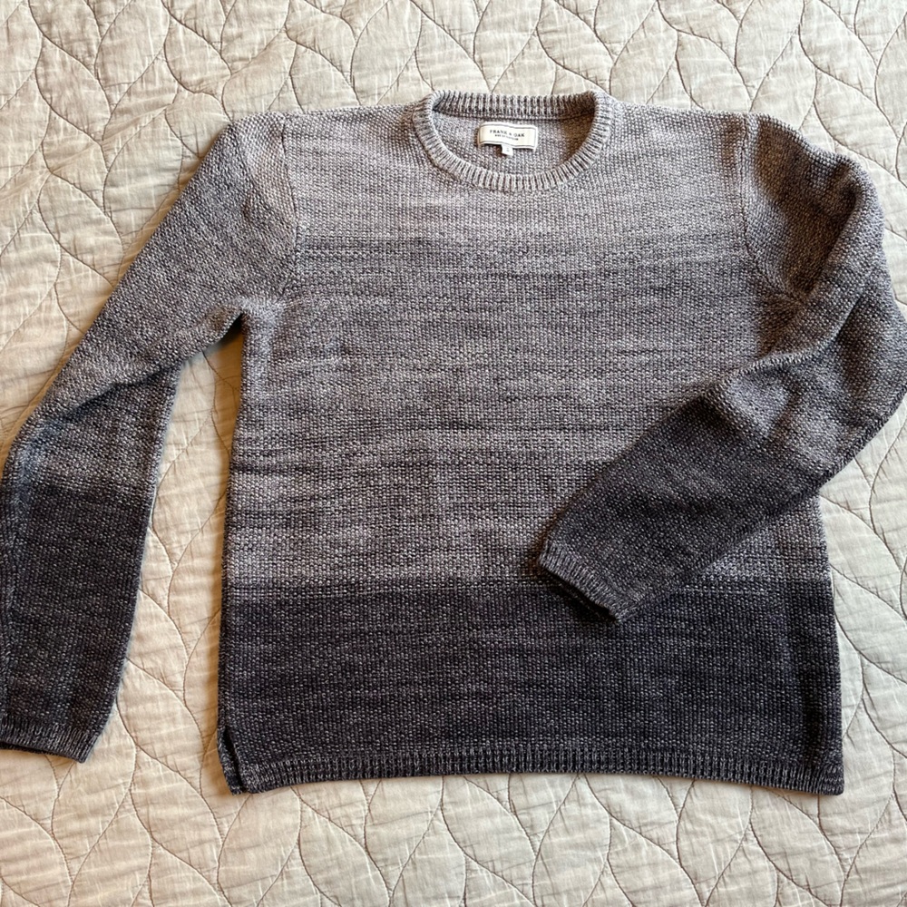 Frank & Oak ombré crewneck cotton sweater gray